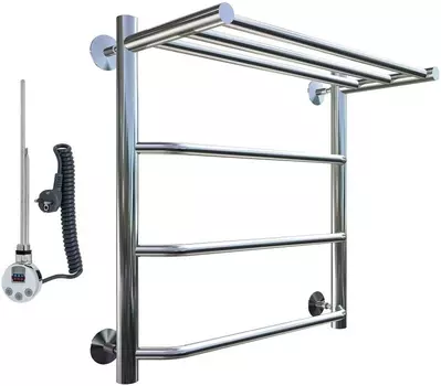 Полотенцесушитель электрический Тругор Браво эл ТЭН 1 ЛЦ4 60x50, с полкой Браво1/элТЭН6050П