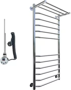 Полотенцесушитель электрический Тругор Браво эл ТЭН 2 ЛЦ4 120x50, с полкой Браво2/элТЭН12050П