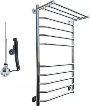 Полотенцесушитель электрический Тругор Браво эл ТЭН 2 П ЛЦ4 100x40, с полкой Браво2/элТЭН10040П