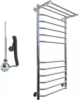Полотенцесушитель электрический Тругор Браво эл ТЭН 2 П ЛЦ4 120x40, с полкой Браво2/элТЭН12040П