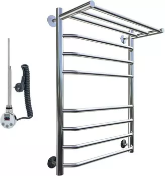 Полотенцесушитель электрический Тругор Браво эл ТЭН 2 П ЛЦ4 80x60, с полкой Браво2/элТЭН8060П