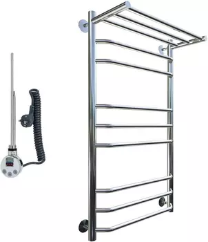 Полотенцесушитель электрический Тругор Браво эл ТЭН 3 П ЛЦ4 100x40, с полкой Браво3/элТЭН10040П