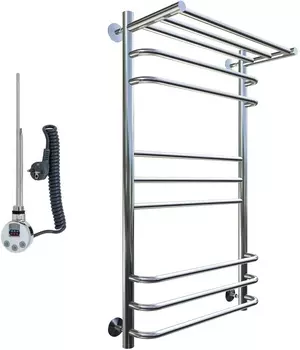Полотенцесушитель электрический Тругор Идеал Комби эл ТЭН 3 П ЛЦ17 100x50, с полкой Идеал/комби3/элТЭН10050П