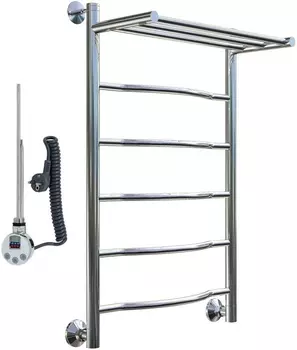 Полотенцесушитель электрический Тругор Лотос эл ТЭН 1 П ЛЦ28 80x50, с полкой Лотос1/элТЭН8050П