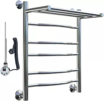 Полотенцесушитель электрический Тругор Лотос эл ТЭН 3 П ЛЦ28 60x50, с полкой Лотос3/элТЭН6050П