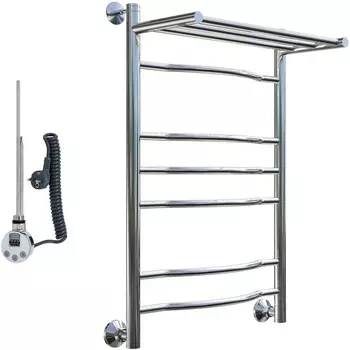 Полотенцесушитель электрический Тругор Лотос эл ТЭН 3 П ЛЦ28 80x50, с полкой Лотос3/элТЭН8050П