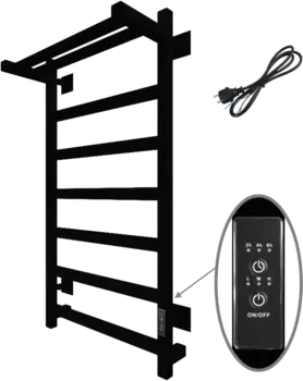 Полотенцесушитель электрический Тругор Пэк сп 20 П 80x50 с выключателем, черный Пэксп20квП/8050чернВГП