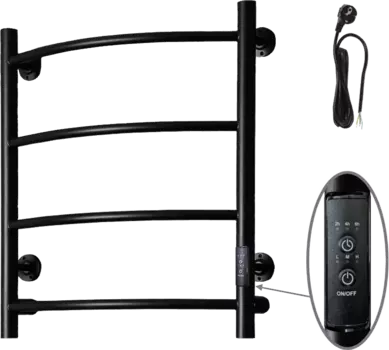 Полотенцесушитель электрический Тругор Пэк сп 5 60х50 с выключателем, черный Пэксп5/6050черныйВГП