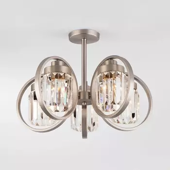 Потолочная люстра Eurosvet Loraine 10128/5 сатин-никель/прозрачный хрусталь Strotskis Smart