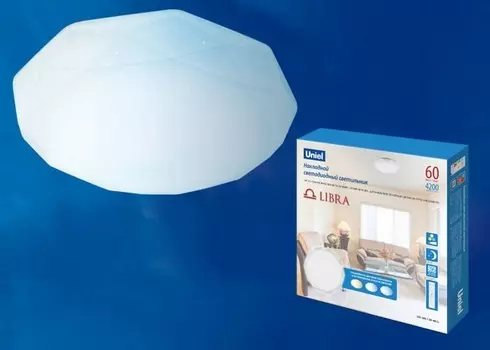 Потолочный светодиодный светильник с пультом ДУ (UL-00003342) Uniel ULI-D225 60W/SW/51 Libra