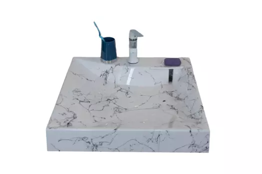 Раковина над стиральной машиной Stella Polar Турин 60х60 белый мрамор с кронштейнами SP-00000856