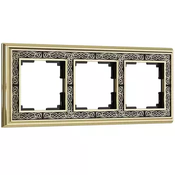 Рамка на 3 поста золото/черный Werkel W0031430 4690389159411