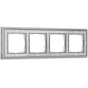 Рамка на 4 поста хром/белый Werkel W0041431 4690389159459