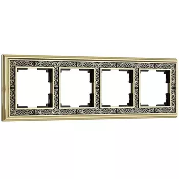 Рамка на 4 поста Werkel золото/черный W0041430 4690389159442