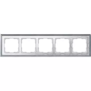 Рамка Palacio Gracia на 5 постов хром/белый WL77-Frame-05 4690389126154