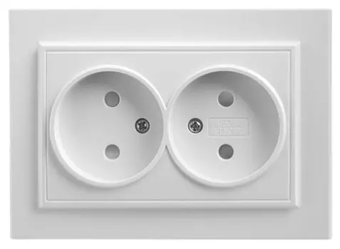 Розетка двойная Feron Stekker Эрна б/з 10A 250V белый PST10901301 39053 /39053