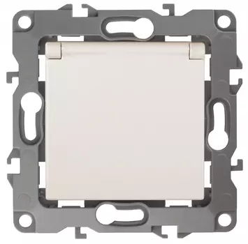 Розетка ЭРА 12 2P E Schuko со шторками с крышкой 16A 250V 12-2103-02