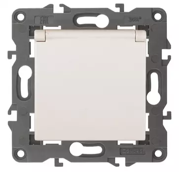 Розетка ЭРА Elegance 2P E Schuko со шторками с крышкой 16A 250V 14-2103-02