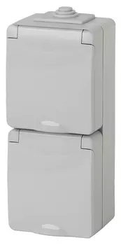 Розетка ЭРА Эксперт 2х2P E IP65 со шторками 16A 250V 11-2608-03