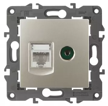 Розетка комбинированная RJ45+TV ЭРА Elegance 14-3110-04