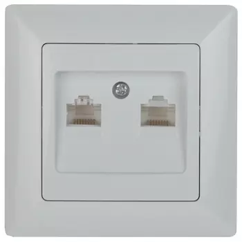Розетка компьютерная 2xRJ45 ЭРА Intro Solo белый 4-304-01 Б0043389