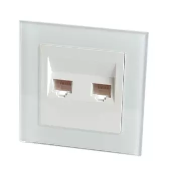 Розетка компьютерная двухместная Feron Stekker Катрин белый GLS00-7006-01 39246 /39246