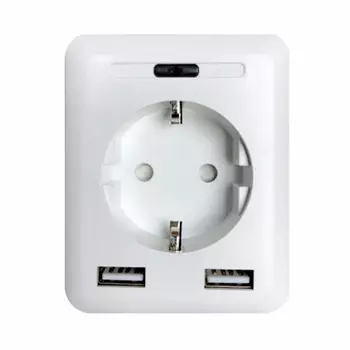 Розетка Wi-Fi 2К+З 2хUSB IMEX 16A белая SML-221 WH