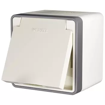 Розетка влагозащищенная с заземлением с защитной крышкой и шторками Werkel Gallant слоновая кость W5071203 4690389164590