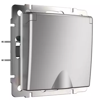 Розетка влагозащищенная Werkel с защит. крышкой и шторками (серебряный) W1171206 4690389156434