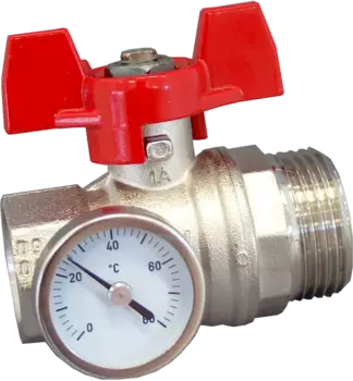 Шаровый кран Oventrop 3/4 ВР x 1 НР, 1406483 красный маховик с термометром