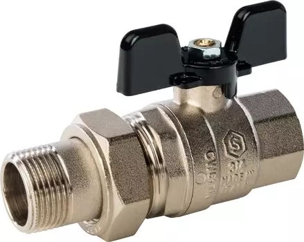 Шаровый кран Stout SVB-0007 3/4 вн-нар, полнопроходной, с американкой, ручка бабочка SVB-0007-000020