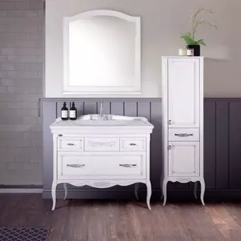 Шкаф-пенал ASB-Woodline Модерн 40 белый, патина серебро 11256 белый, патина серебро