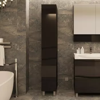 Шкаф-пенал АВН Фиджи 35 L, напольный, черный, с бельевой корзиной 61.12-01 (9)