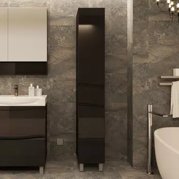 Шкаф-пенал АВН Фиджи 35 R, напольный, черный, с бельевой корзиной 61.12 (9)