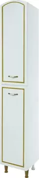 Шкаф-пенал Bellezza Амелия 35 L, с бельевой корзиной, белый патина золото 4620304082388