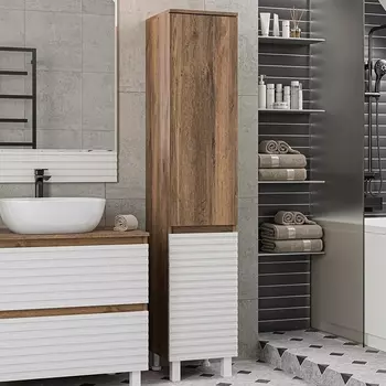 Шкаф-пенал Brevita Dakota R дуб галифакс олово, белый DAK-050350-19/01П