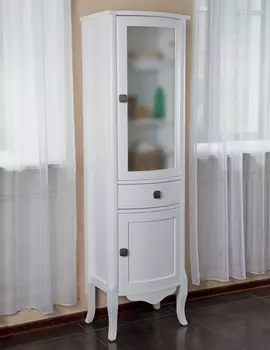 Шкаф-пенал La Beaute Classic Joanna белый глянец, матовое стекло, фурнитура серебро R CJO.Dx.LBL.O.CR