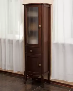 Шкаф-пенал La Beaute Classic Joanna орех матовый, матовое стекло, фурнитура бронза L CJO.Sx.N.O.BR