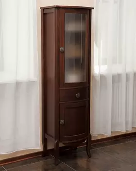 Шкаф-пенал La Beaute Classic Joanna орех матовый, матовое стекло, фурнитура серебро R CJO.Dx.N.O.CR