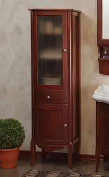 Шкаф-пенал La Beaute Classic Lorette орех матовый, матовое стекло, фурнитура серебро L CLO.Sx.N.O.CR