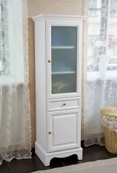 Шкаф-пенал La Beaute Classic Michel белый матовый, матовое стекло, фурнитура золото R CMI.Dx.LBO.O.OR