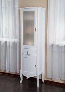 Шкаф-пенал La Beaute Classic Nora белый глянец, матовое стекло, фурнитура бронза L CNO.Sx.LBL.O.BR