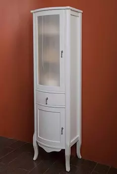 Шкаф-пенал La Beaute Classic Nora белый матовый, матовое стекло, фурнитура серебро L CNO.Sx.LBO.O.CR