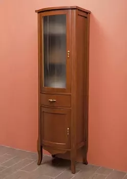 Шкаф-пенал La Beaute Classic Nora орех матовый, матовое стекло, фурнитура бронза L CNO.Sx.N.O.BR