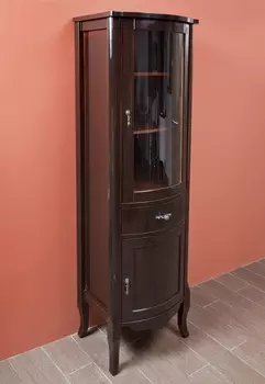 Шкаф-пенал La Beaute Classic Nora темное дерево глянец, фурнитура серебро R CNO.Dx.MOK.CR