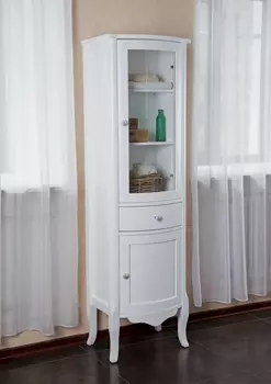 Шкаф-пенал La Beaute Classic Sabrina белый глянец, фурнитура бронза R CSA.Dx.LBL.BR