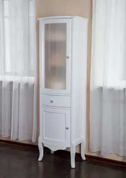 Шкаф-пенал La Beaute Classic Sabrina белый глянец, матовое стекло, фурнитура золото L CSA.Sx.LBL.O.OR