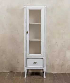 Шкаф-пенал La Beaute Classic Vivien белый с патиной, фурнитура бронза R CVI.Dx.LBP.BR