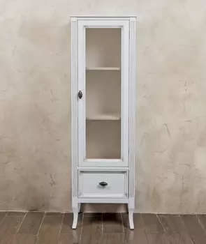 Шкаф-пенал La Beaute Classic Vivien белый с патиной, фурнитура серебро R CVI.Dx.LBP.CR