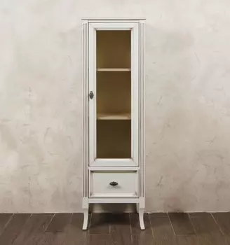 Шкаф-пенал La Beaute Classic Vivien слоновая кость с патиной, фурнитура серебро R CVI.Dx.AVP.CR